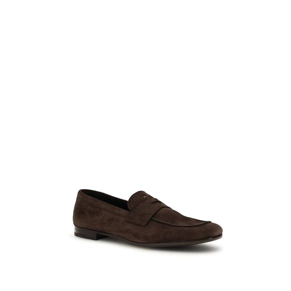 Prada Brown Suede Leather Loafers - Dark Chocolate