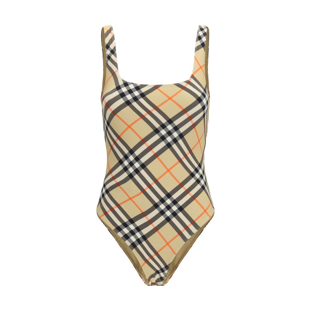 Burberry Checkered Low Back One-Piece Swimsuit