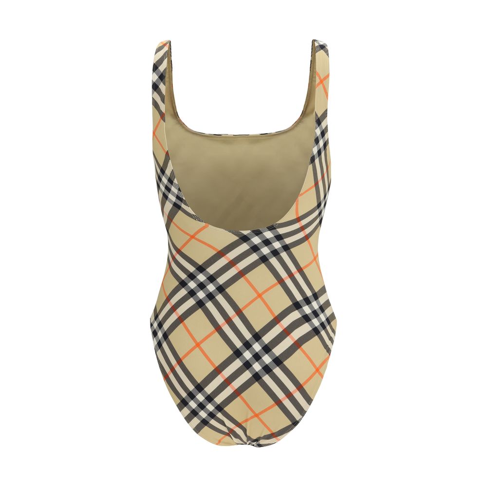 Burberry Checkered Low Back One-Piece Swimsuit