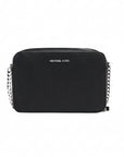 Michael Kors Jet Set Large East West Saffiano Leather Crossbody Bag - Black & Silver