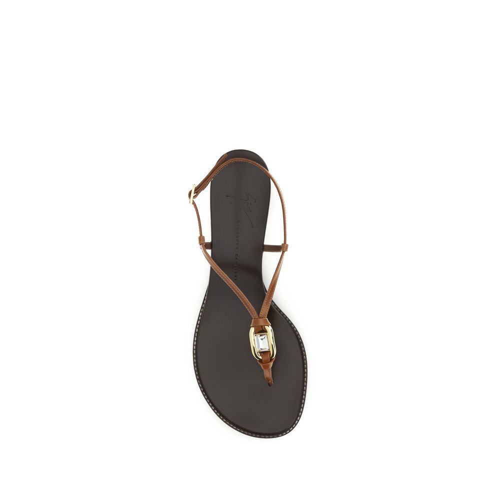 Giuseppe Zanotti Amhelia Leather Wedge Sandals - Brown