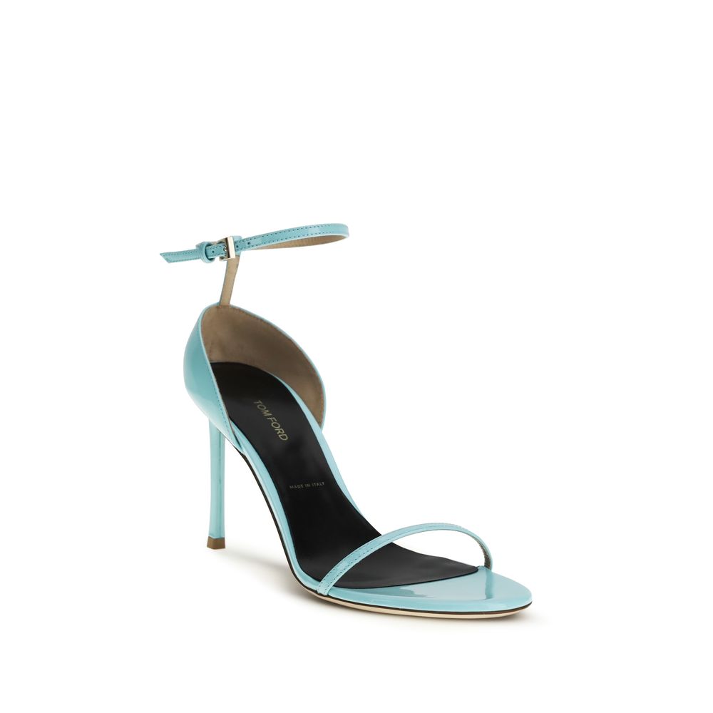 Tom Ford Vertigo Patent Leather Stiletto Heel Sandals - Light Blue