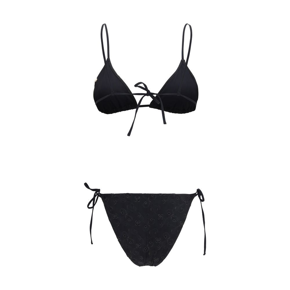 Kristina Ti Floral Broderie Anglaise Two-Piece Bikini Swimsuit Set - Black 