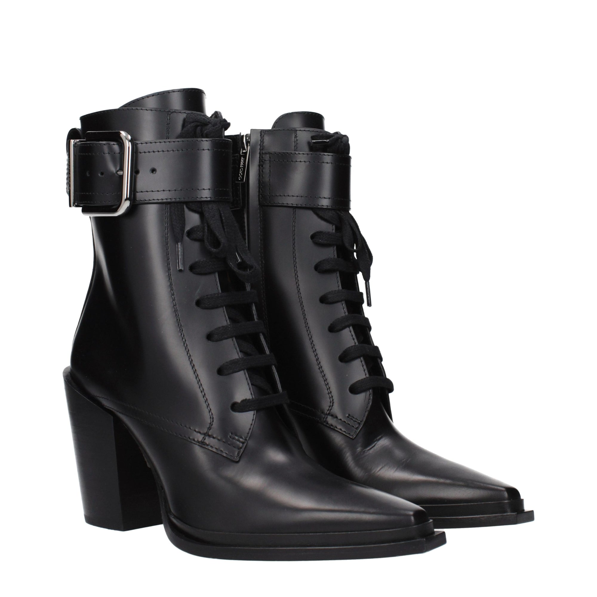 Jimmy Choo Myos 80 Leather Heeled Ankle Boots - Black