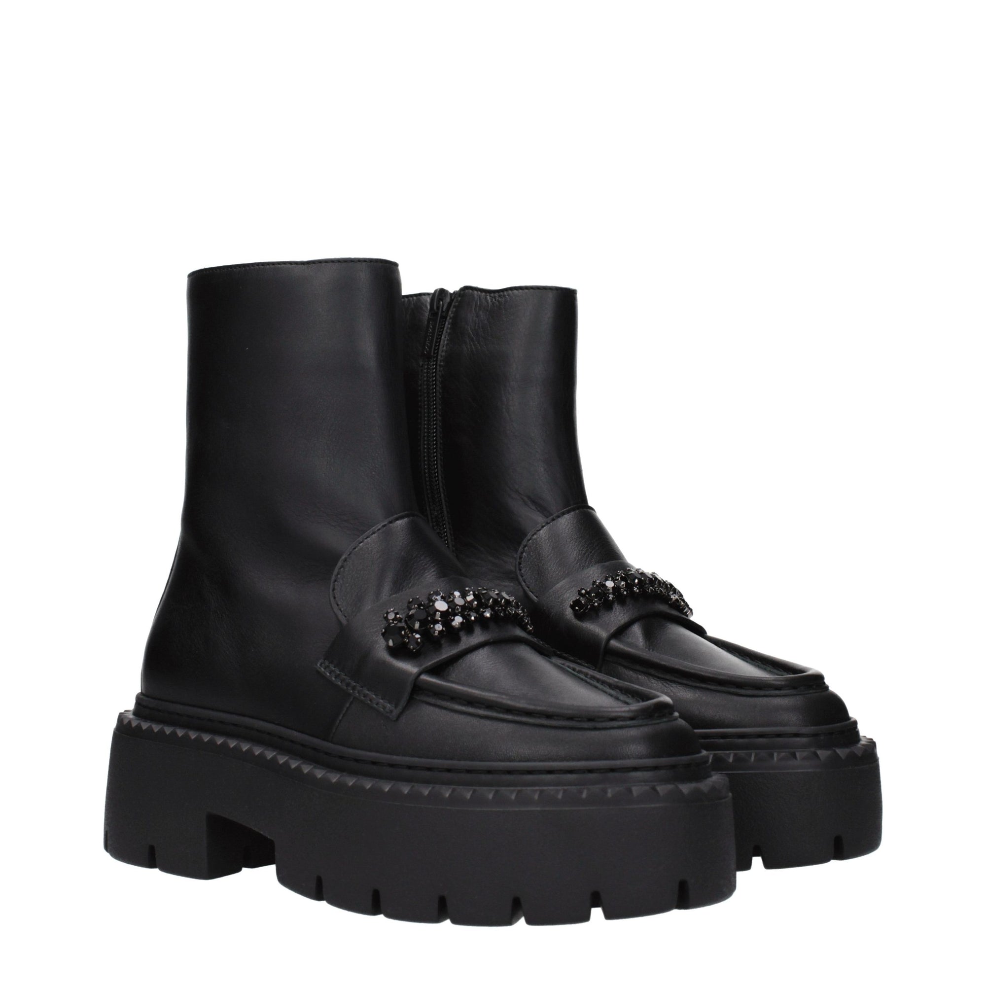 Jimmy Choo Bryer  Leather Platform Ankle Boots - Black