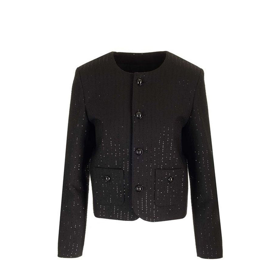 Celine Embellished Collarless Wool Blazer - Black
