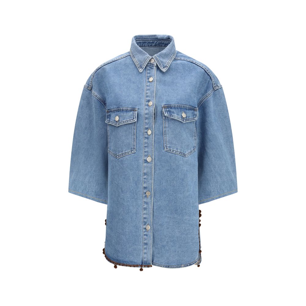 Ella Light Wash Longline Denim Shirt