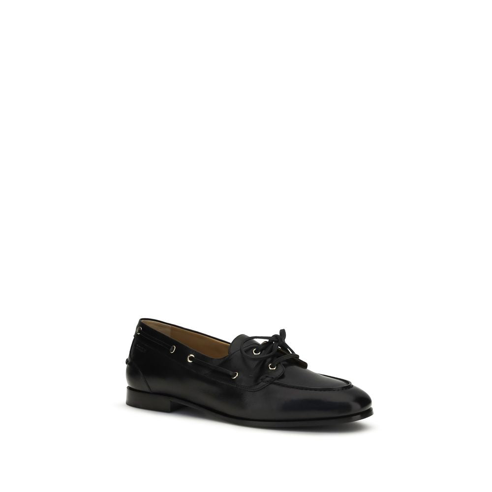 Bally Plume Leather Boat Shoes - Black