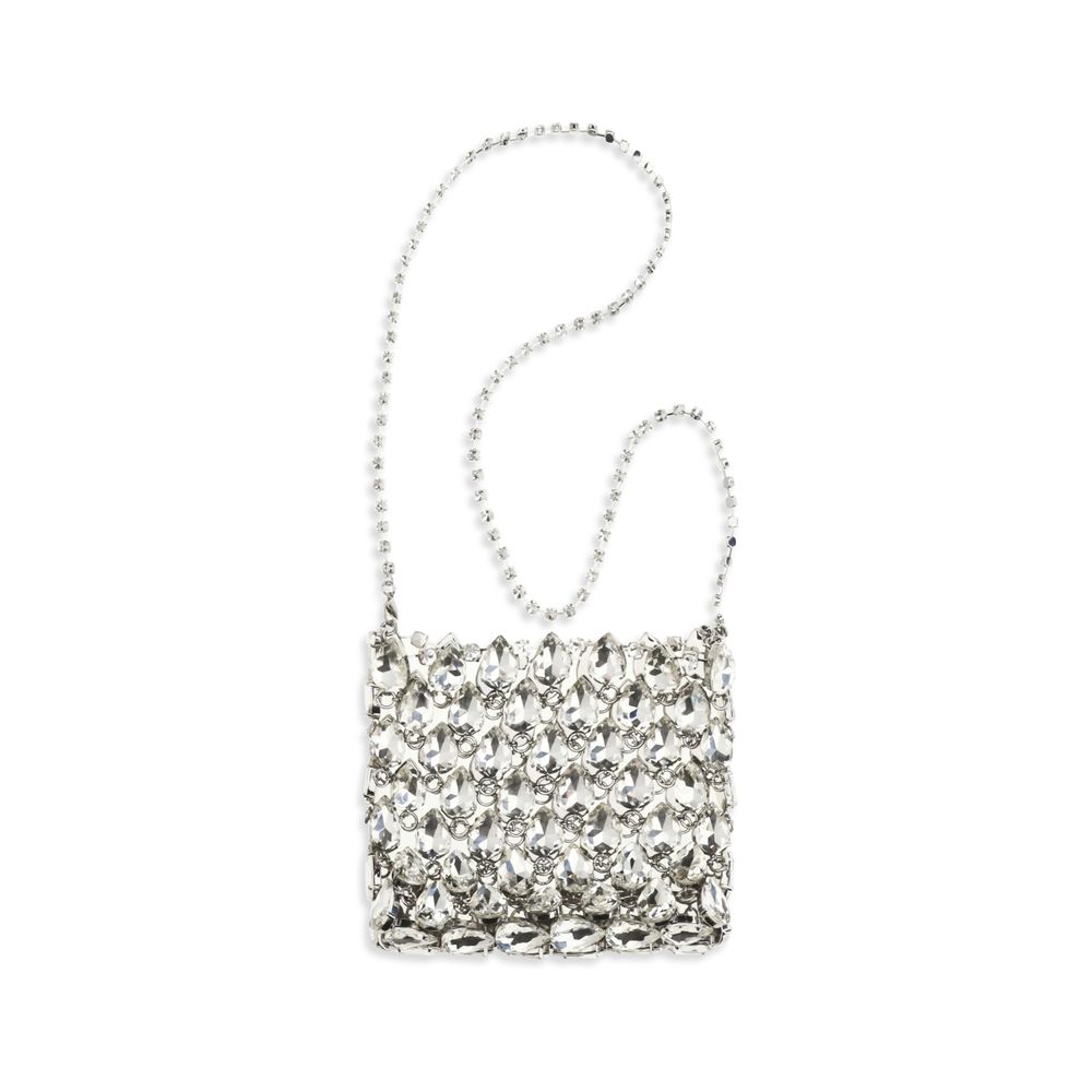 Self-Portrait Crystal Embellished Mesh Pouch & Shoulder Bag - Silver