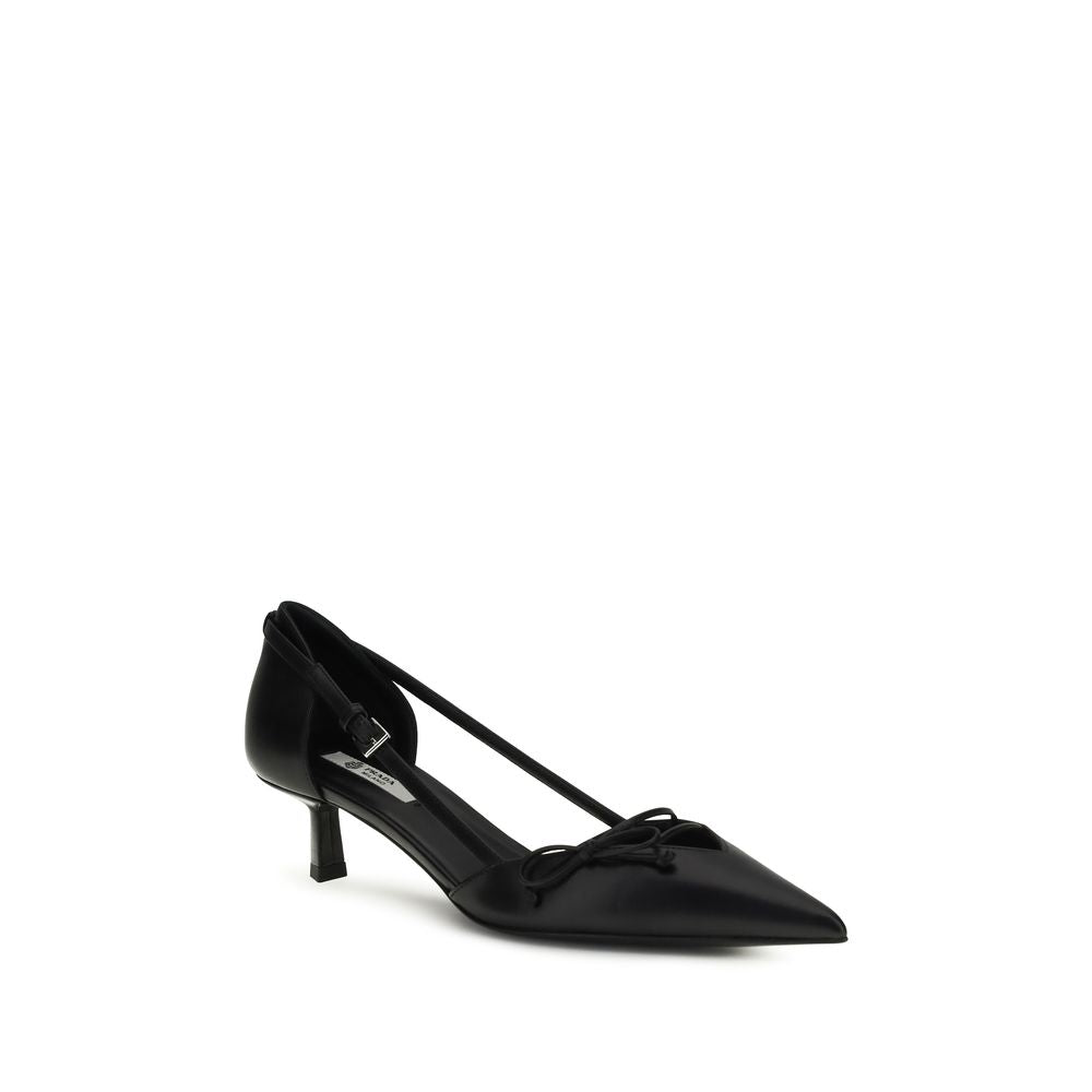 Prada Leather Heel Pumps - Black