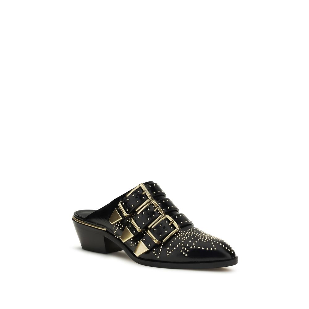 Chloé Susan Studded Leather Mules - Black