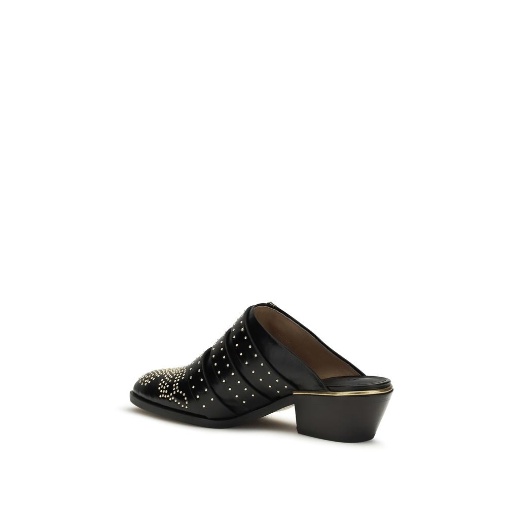 Chloé Susan Studded Leather Mules - Black