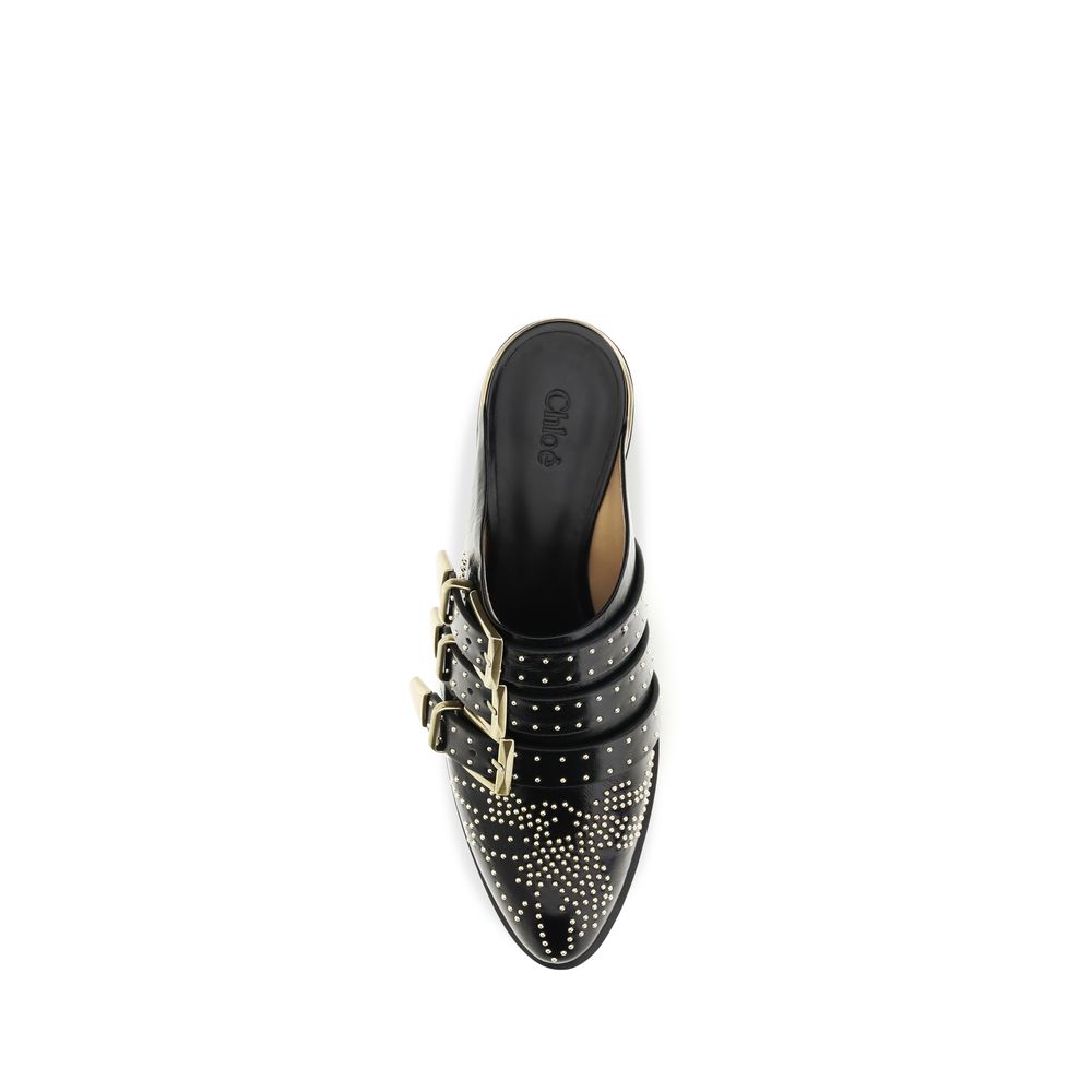 Chloé Susan Studded Leather Mules - Black