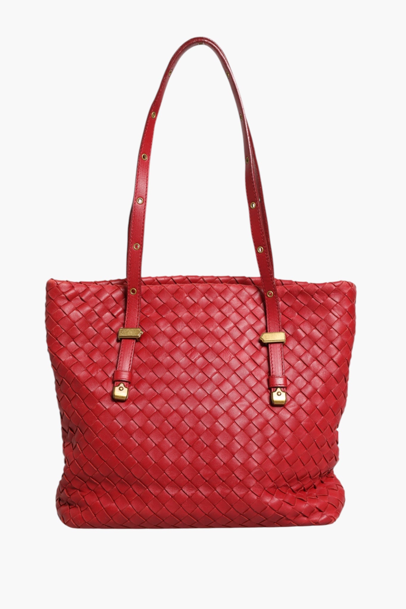 Bottega Veneta Intrecciato Leather Tote Bag - Red