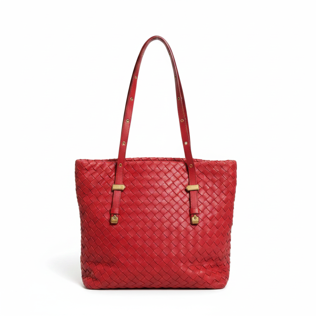 Bottega Veneta Intrecciato Leather Tote Bag - Red