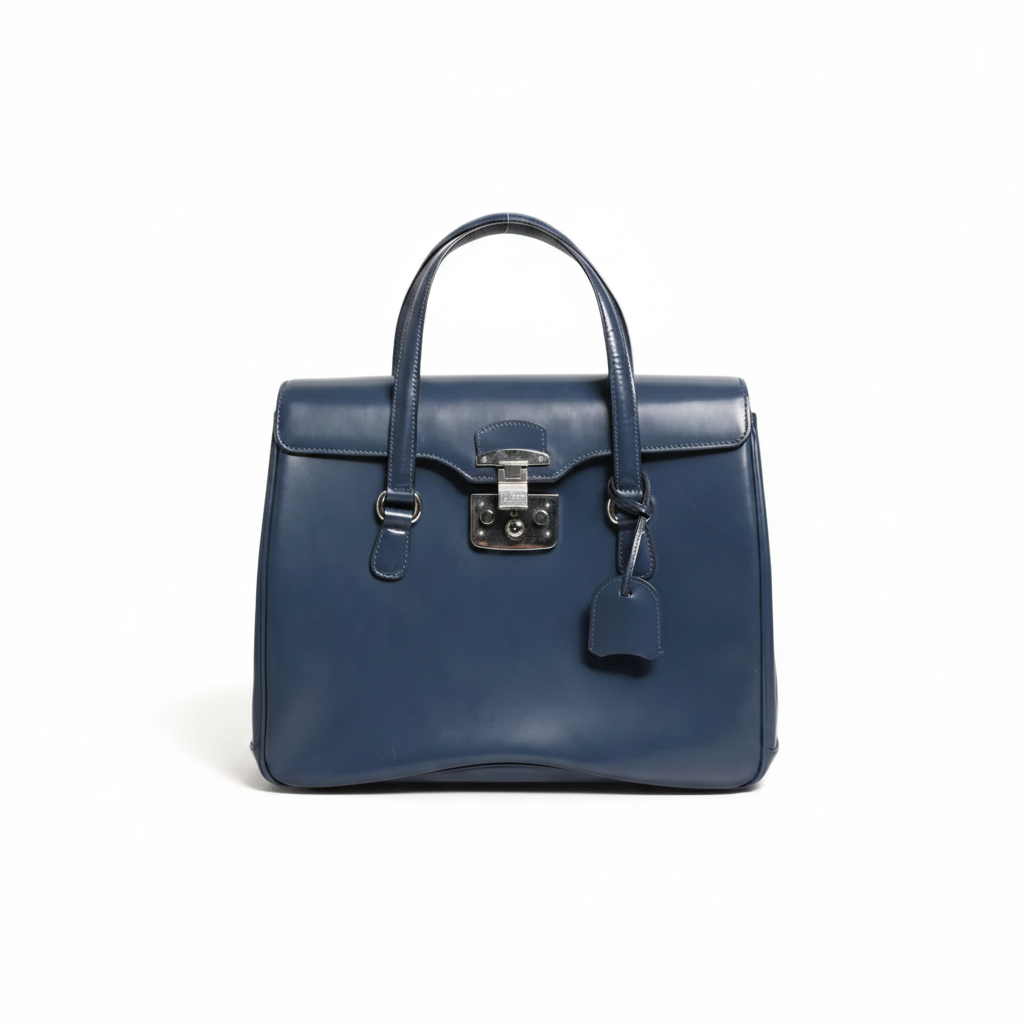 Gucci Smooth Leather Lady Lock Shoulder Bag - Blue