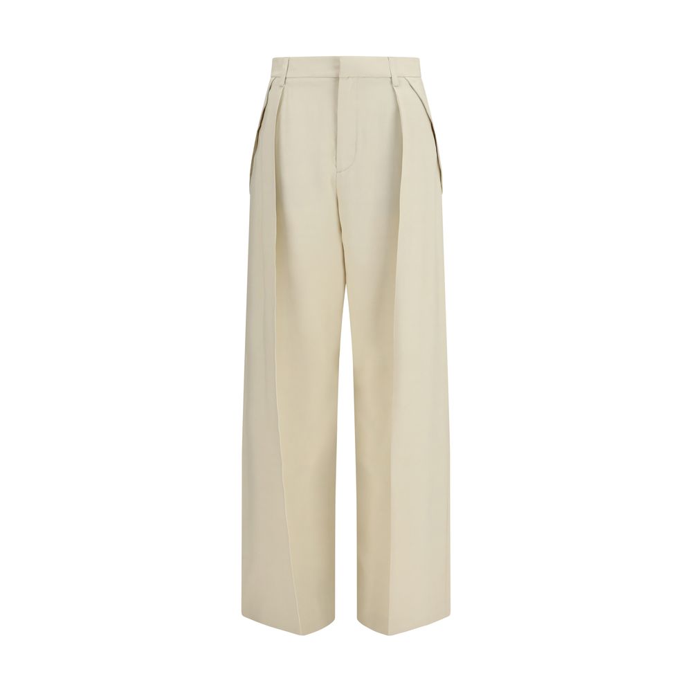 Jacob Cohen Silk-Blend Wide Leg Canvas Pants - Beige