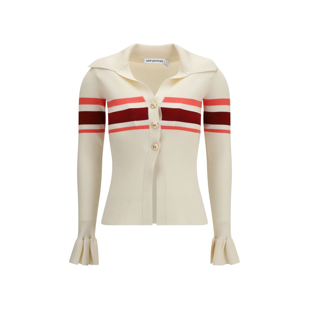 Self-Portrait Stripe Flounce Sleeve Knit Top