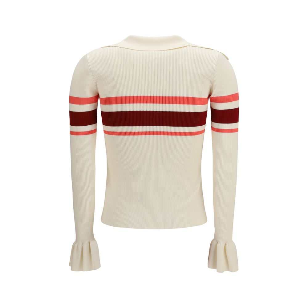 Self-Portrait Stripe Flounce Sleeve Knit Top