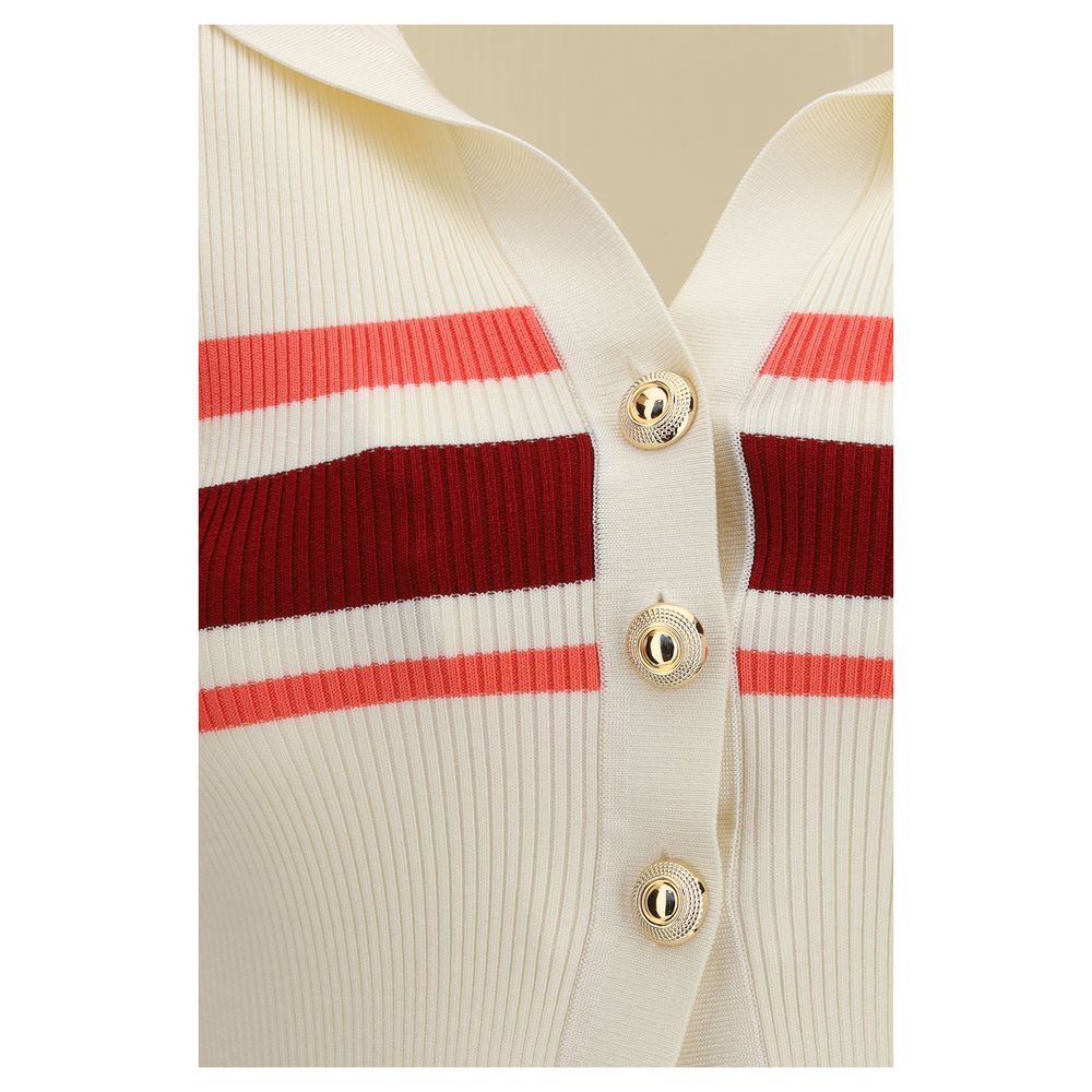 Self-Portrait Stripe Flounce Sleeve Knit Top