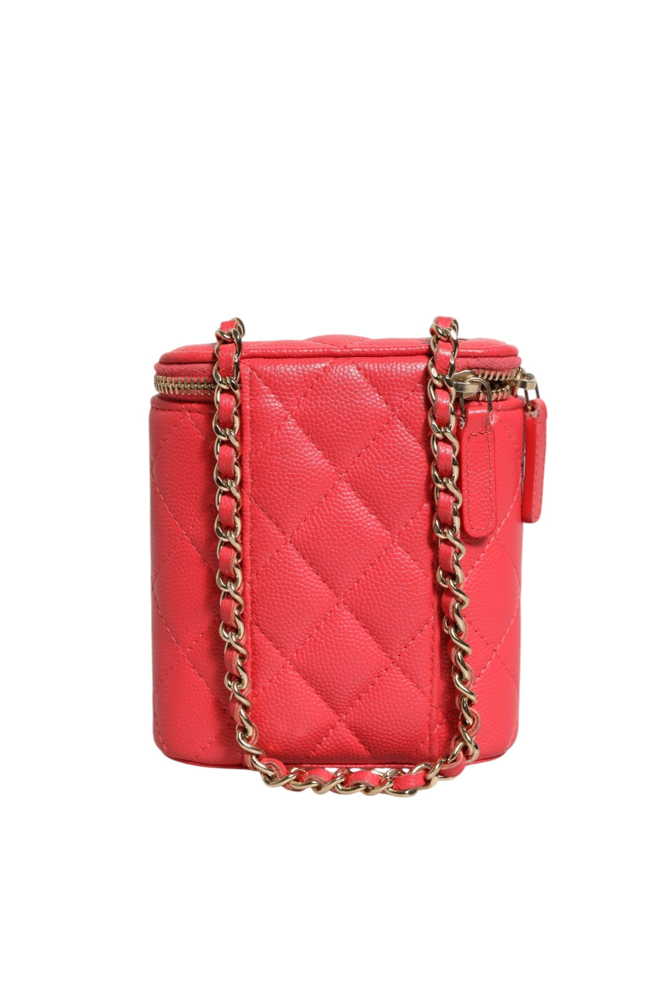 Chanel Quilted Leather Vanity Case with Chain - Red
