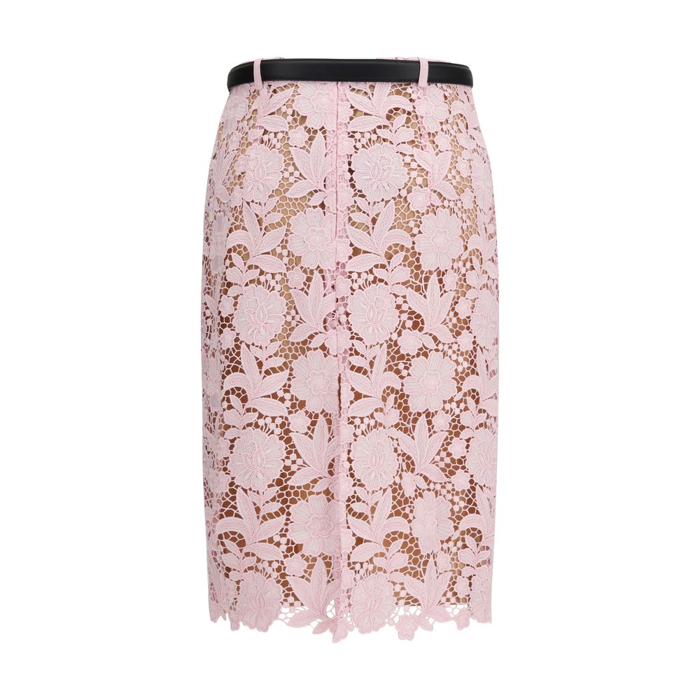 Self-Portrait Floral Lace Midi Skirt
