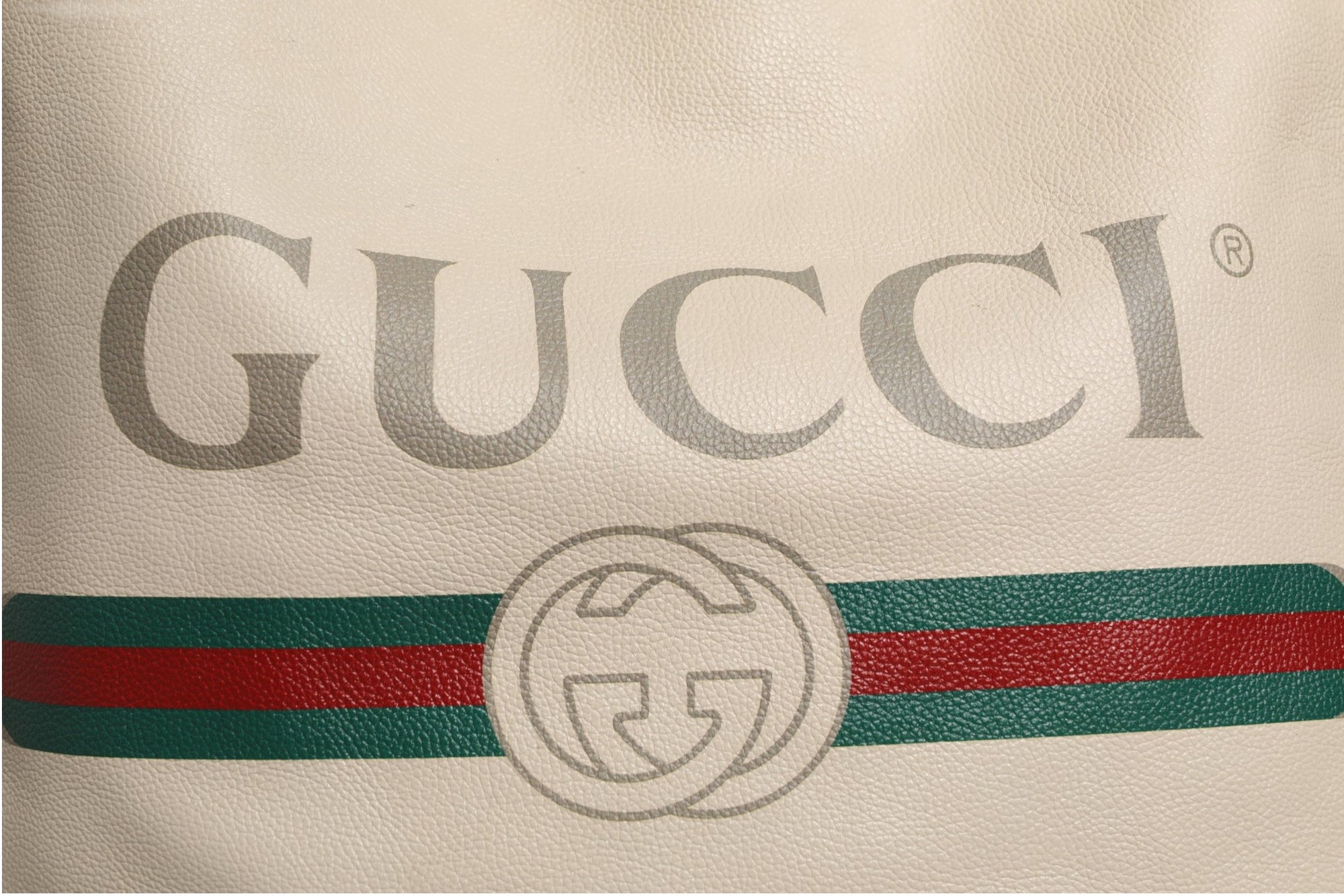 Gucci Web Sherry Logo Print Tote Bag - Ivory/White