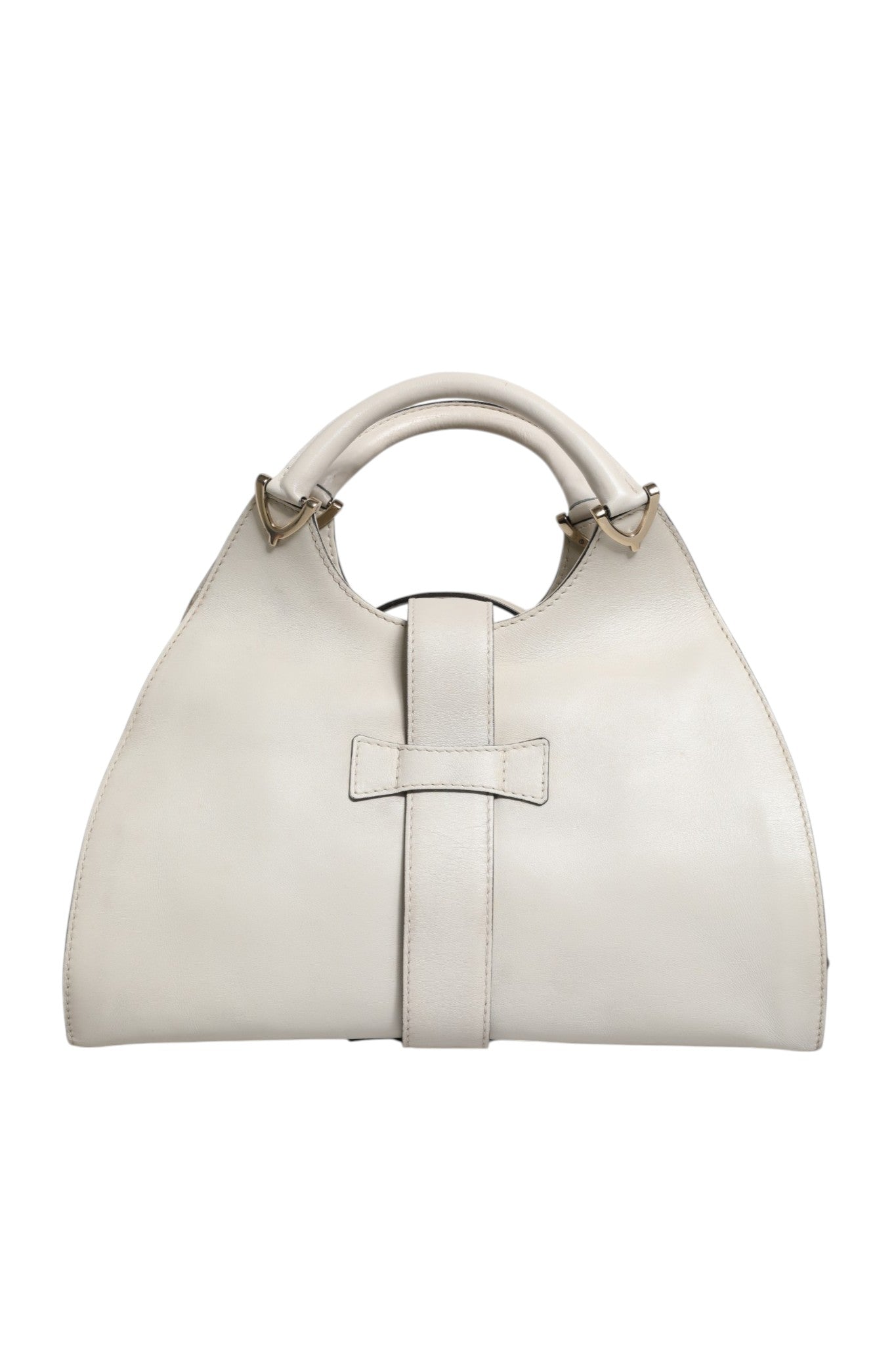 Gucci Leather Stirrup Top Handle Bag - White