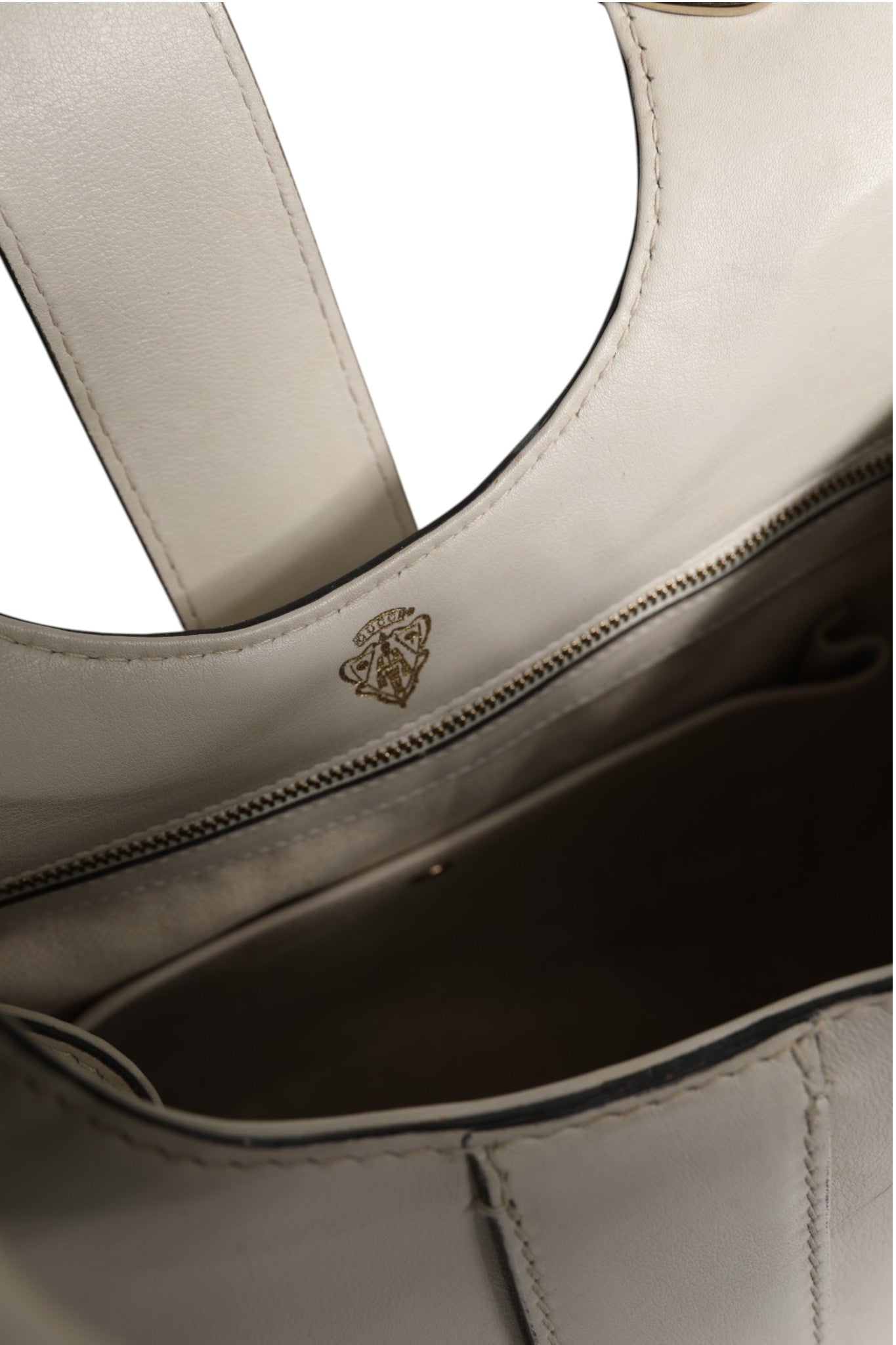 Gucci Leather Stirrup Top Handle Bag - White