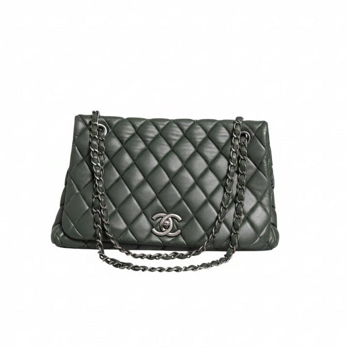 Chanel Quilted Leather Shoulder Bag - Deep Green
