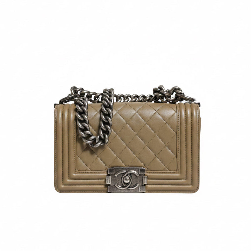 Chanel Leather Boy Bag - Olive