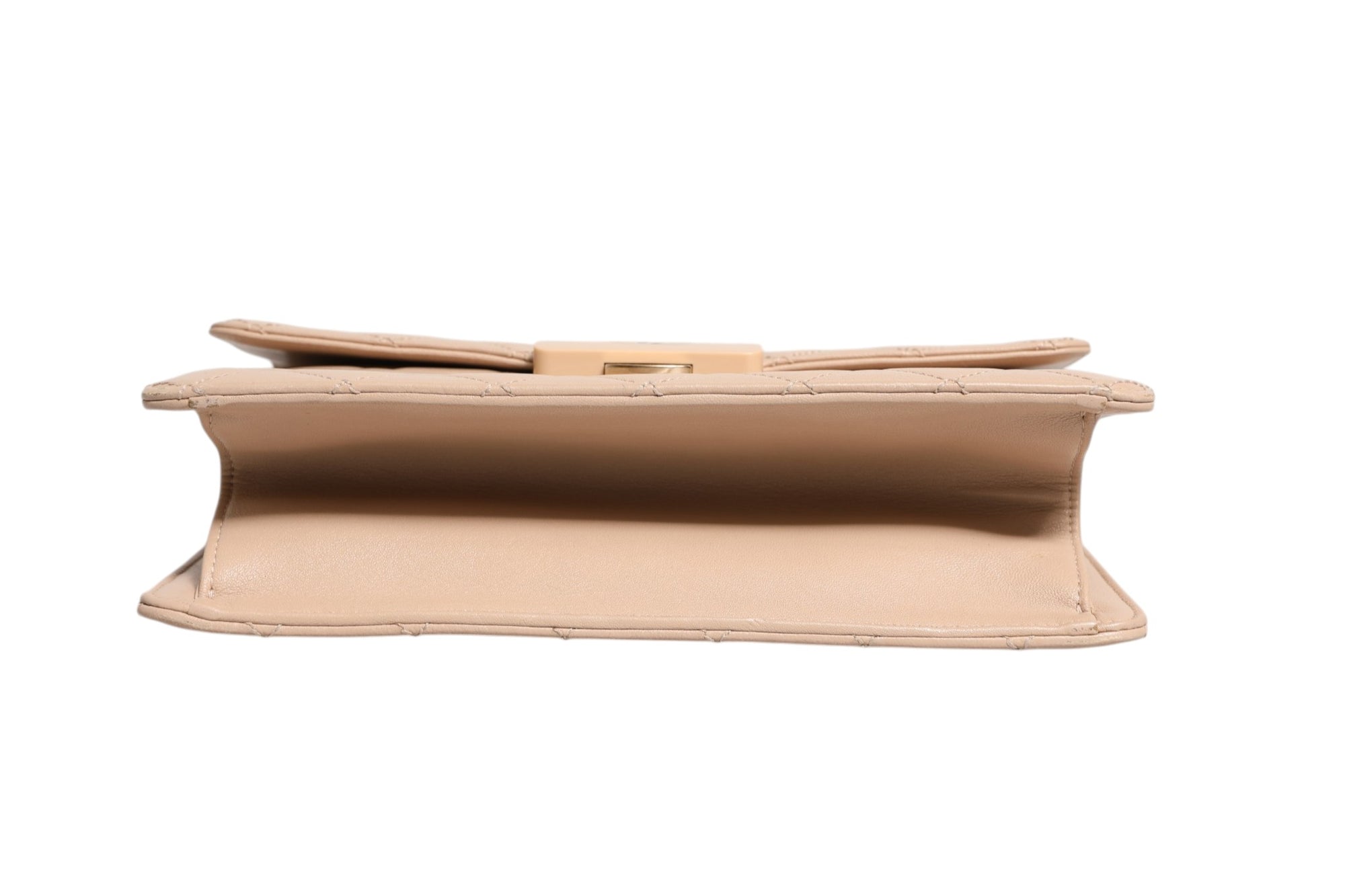 Chanel Quilted Leather Lock Flap Handbag - Beige