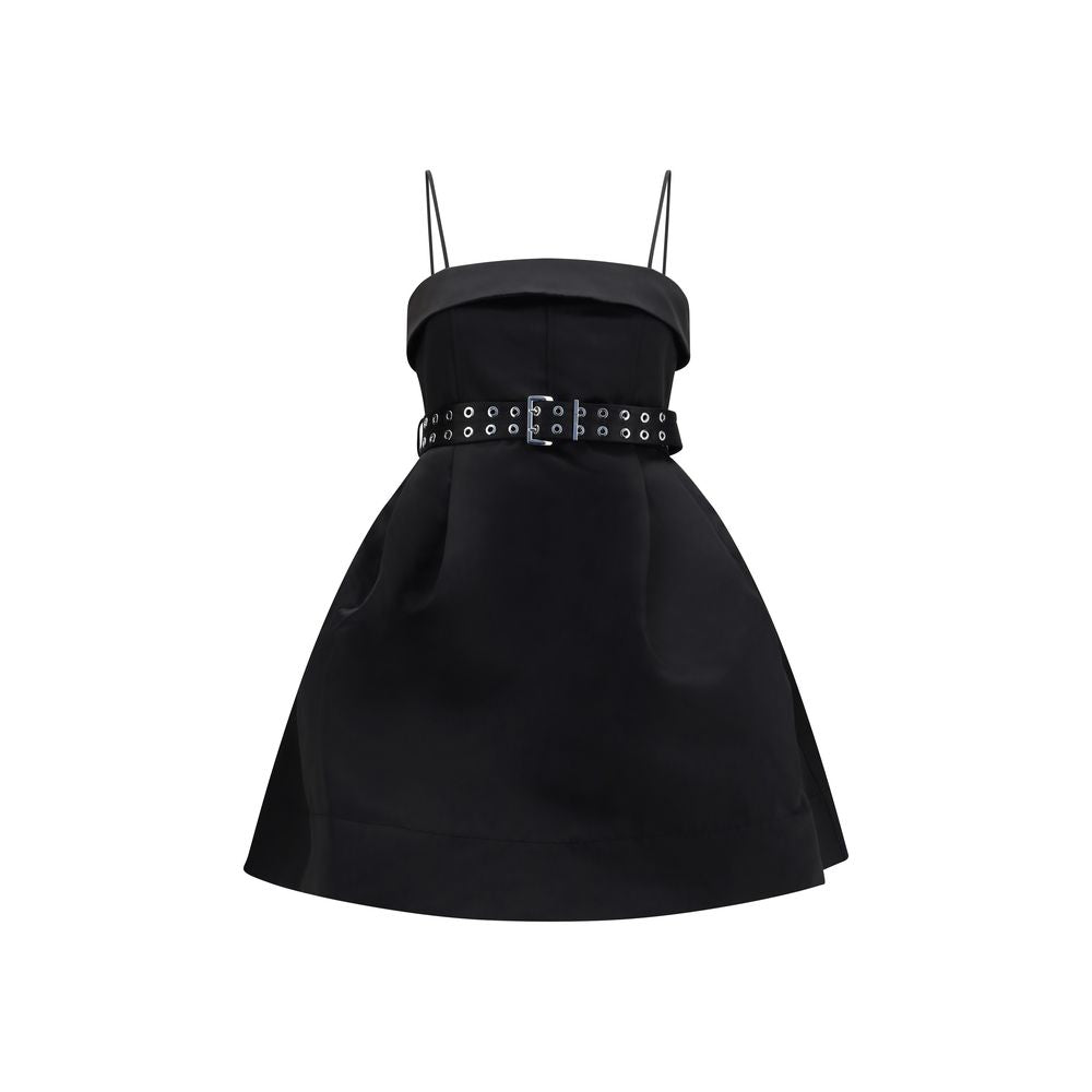 Ganni Grommet Belt Mini Dress - Black