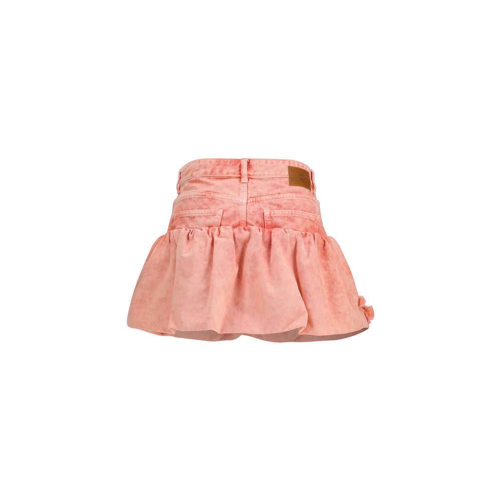 Ganni Ruffle Hem Denim Mini Skirt - Pink