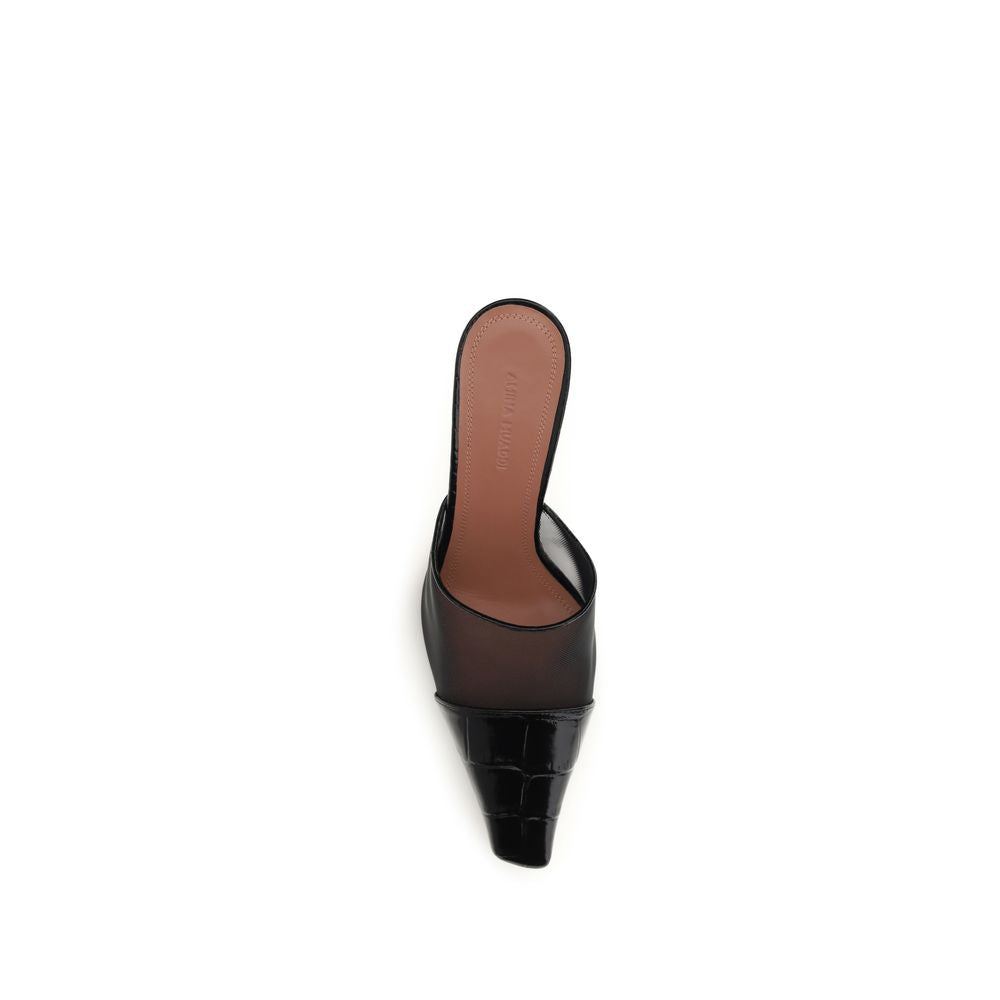 Amina Muaddi Jamie Mesh High Heel Mule - Black