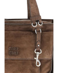 Miu Miu Utilitaire Suede Shopper & Shoulder Bag - Brown