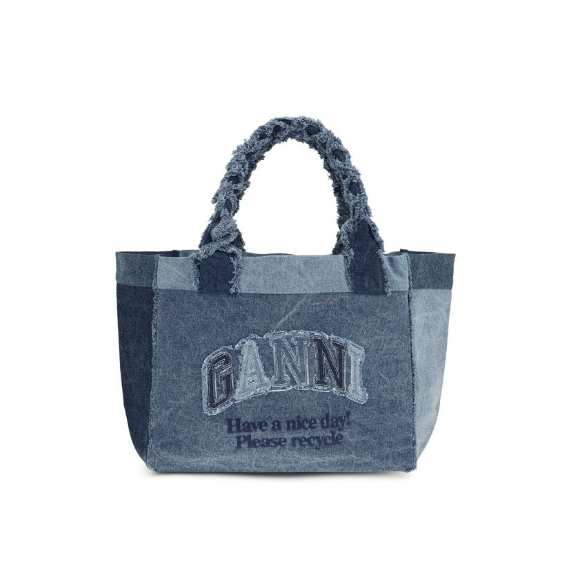 Ganni Patchwork Large Denim Handbag