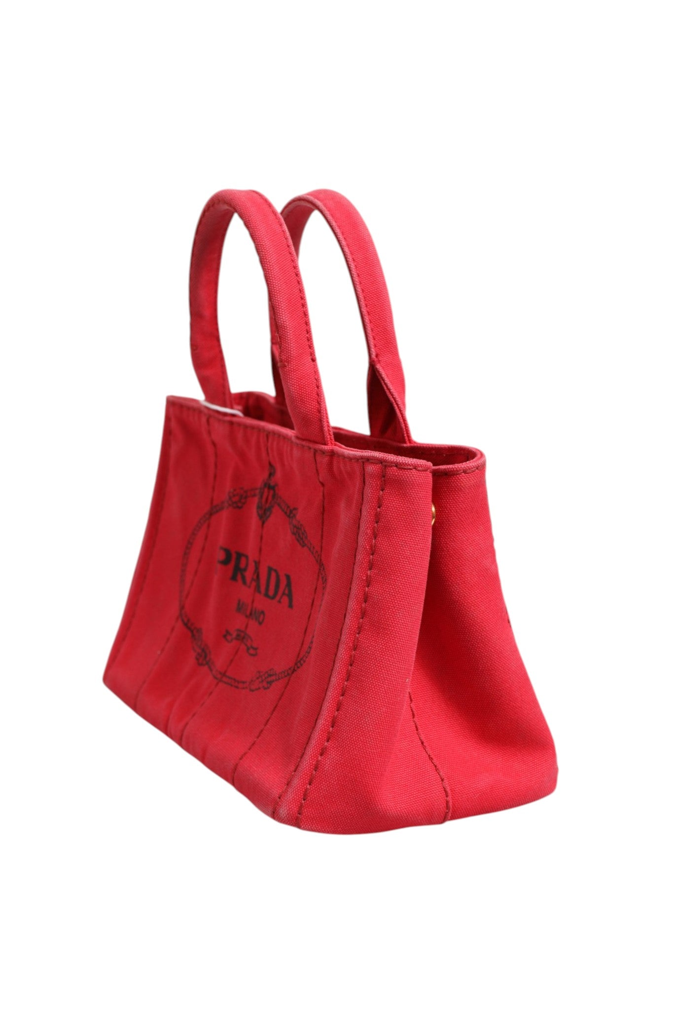 Prada Canapa Mini Canvas Tote Bag - Red