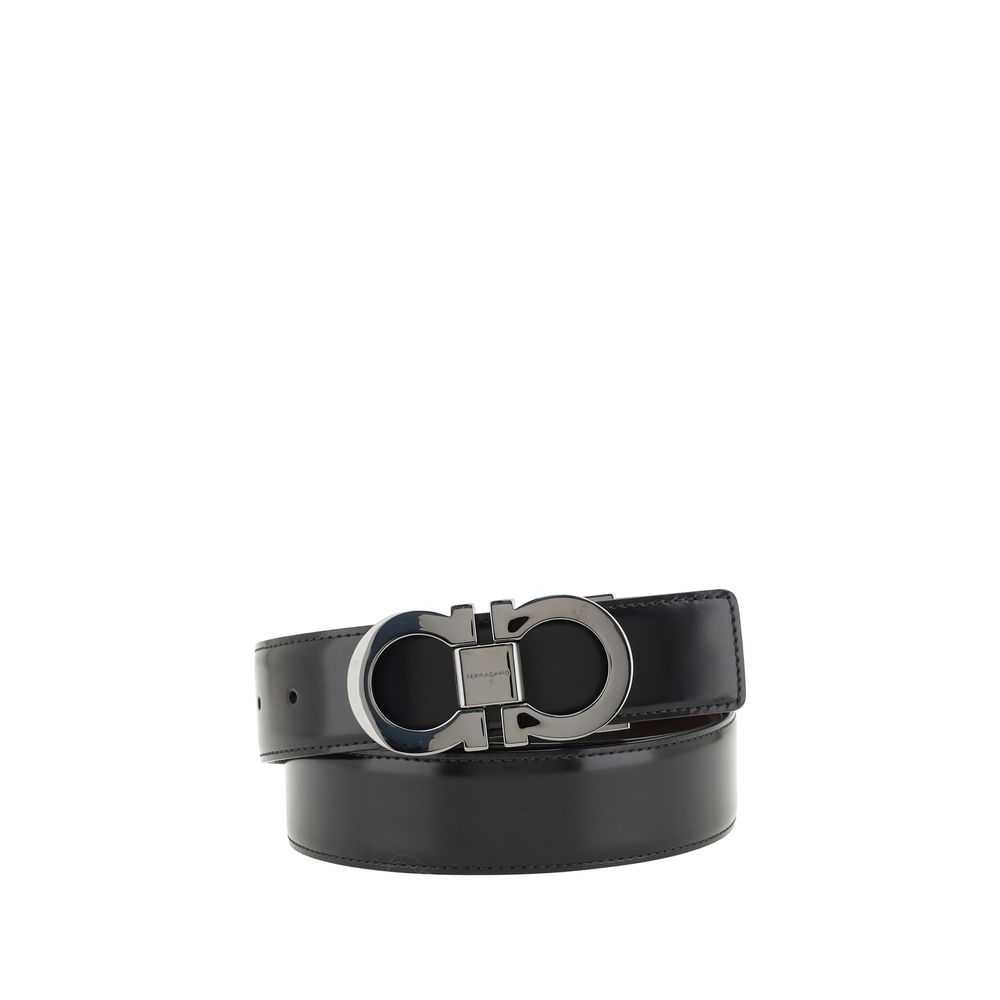 Ferragamo Gancini Reversible Leather Belt - Black