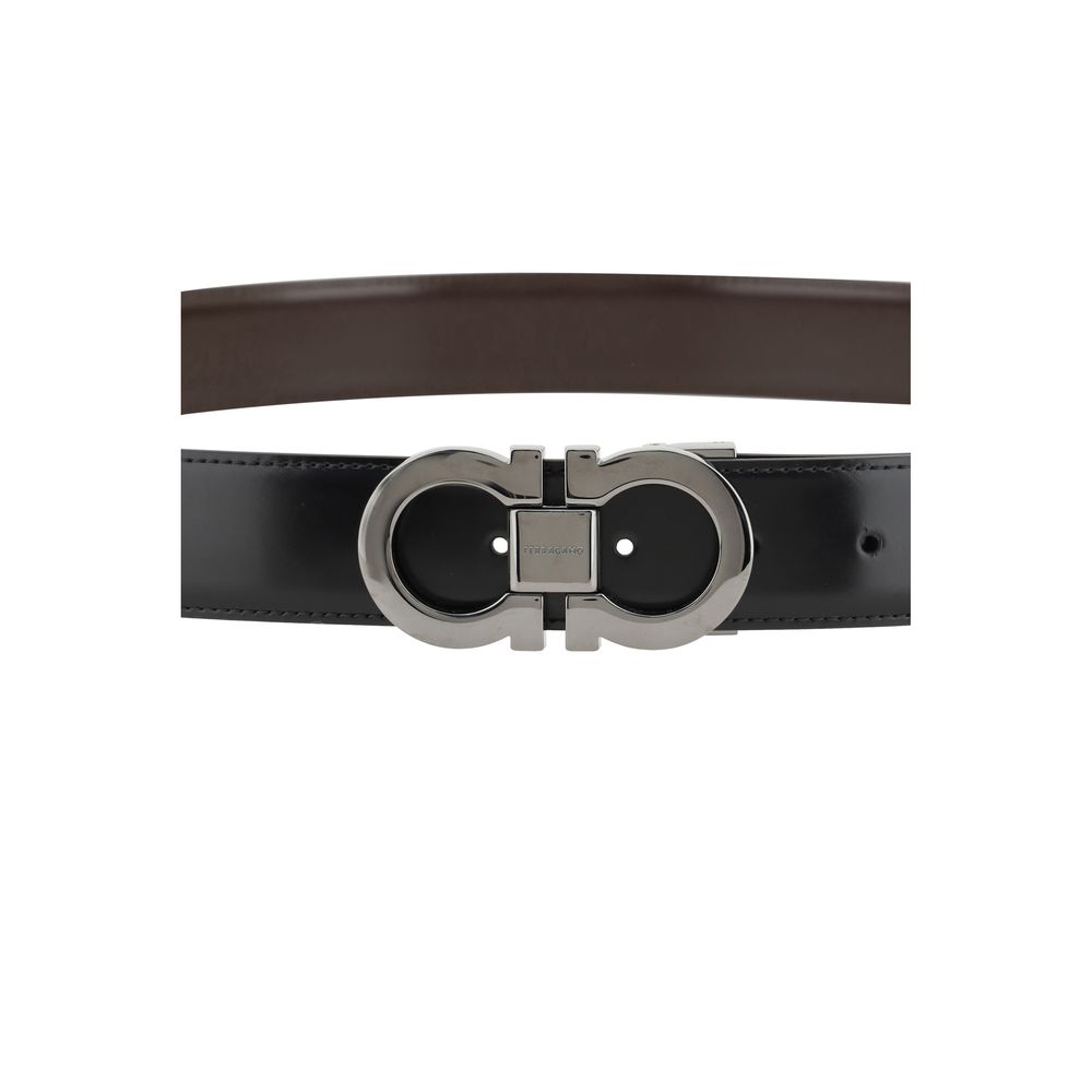 Ferragamo Gancini Reversible Leather Belt - Black &amp; Brown