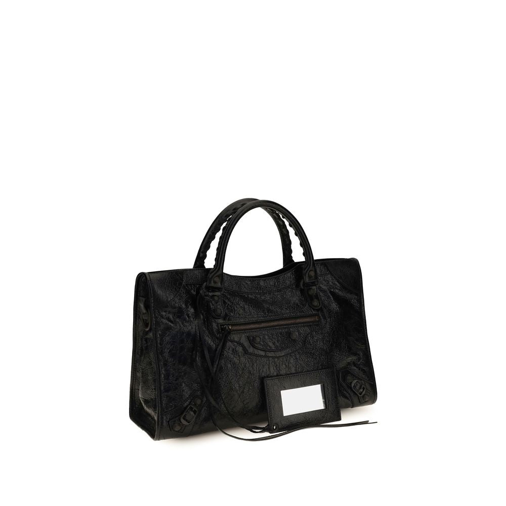 Balenciaga Le City Medium Leather Shoulder Bag - Black