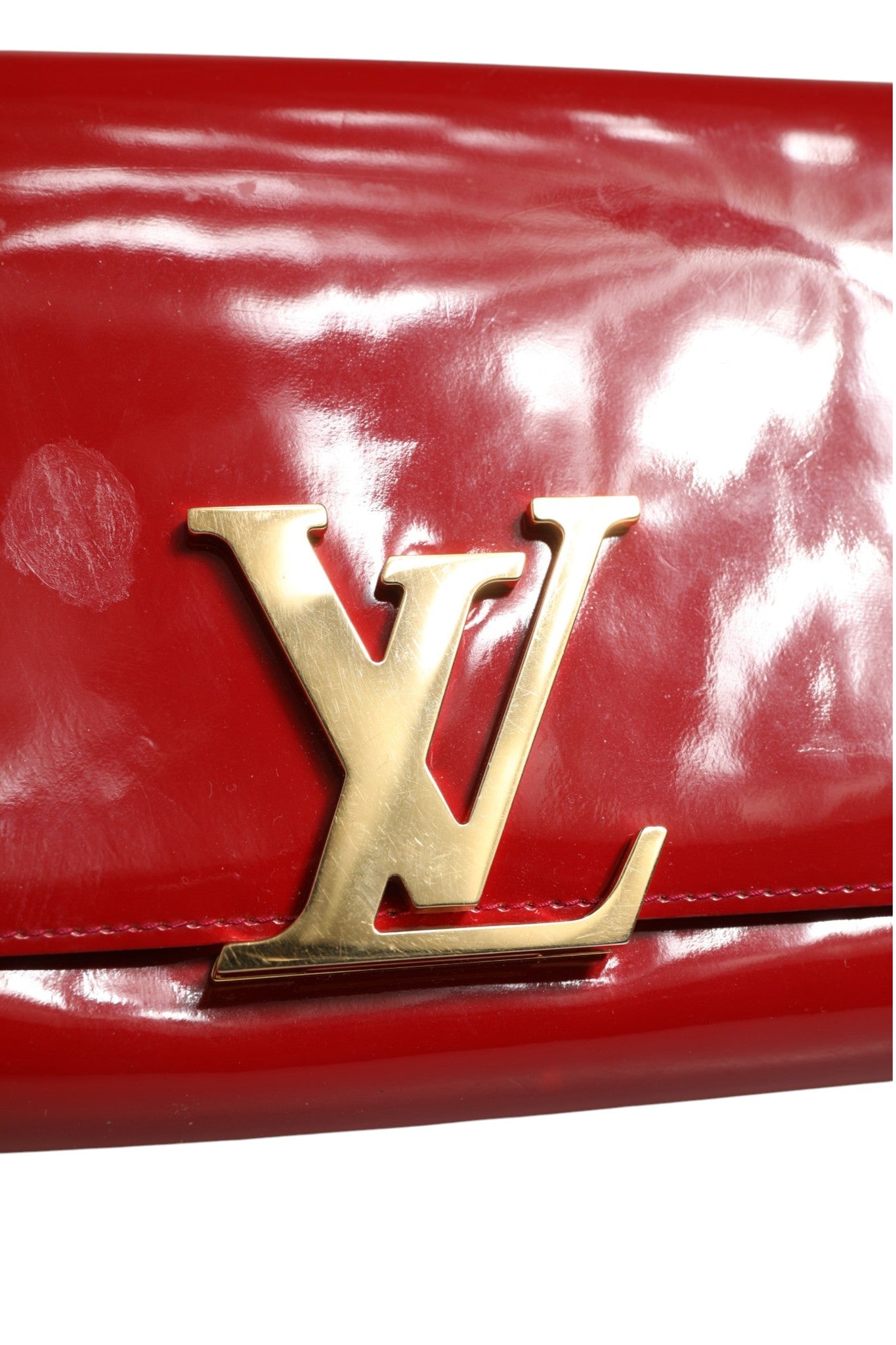 Louis Vuitton Louise PM Red Patent Leather Wallet On Chain - Red