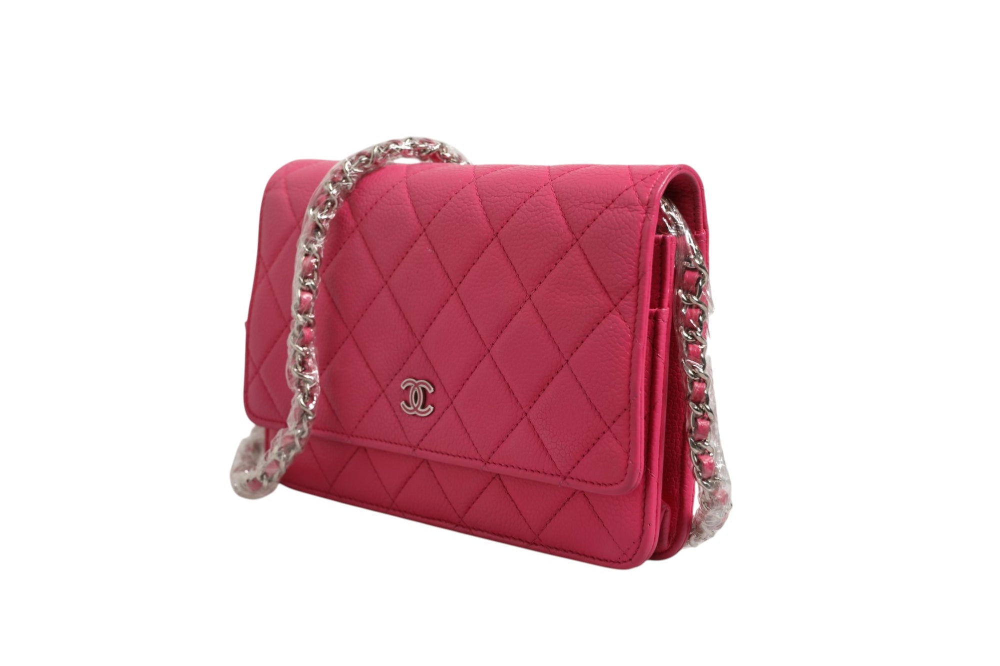 Chanel Quilted Leather Wallet On Chain - Pink