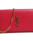 Saint Laurent Monogram Leather Wallet on Chain - Red