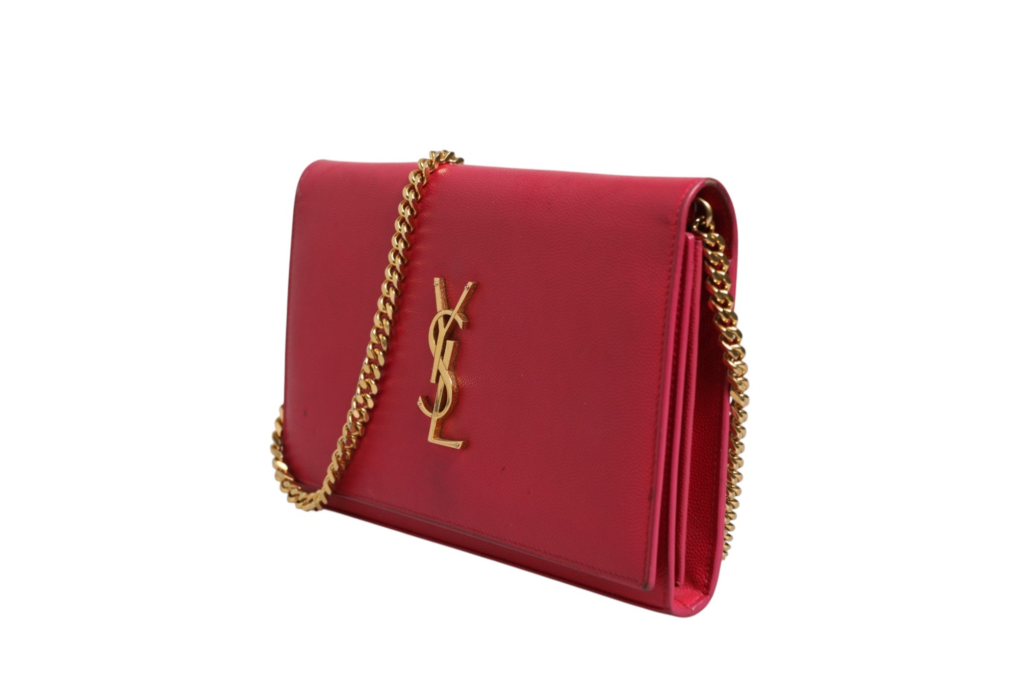 Saint Laurent Monogram Leather Wallet on Chain - Red