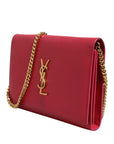 Saint Laurent Monogram Leather Wallet on Chain - Red