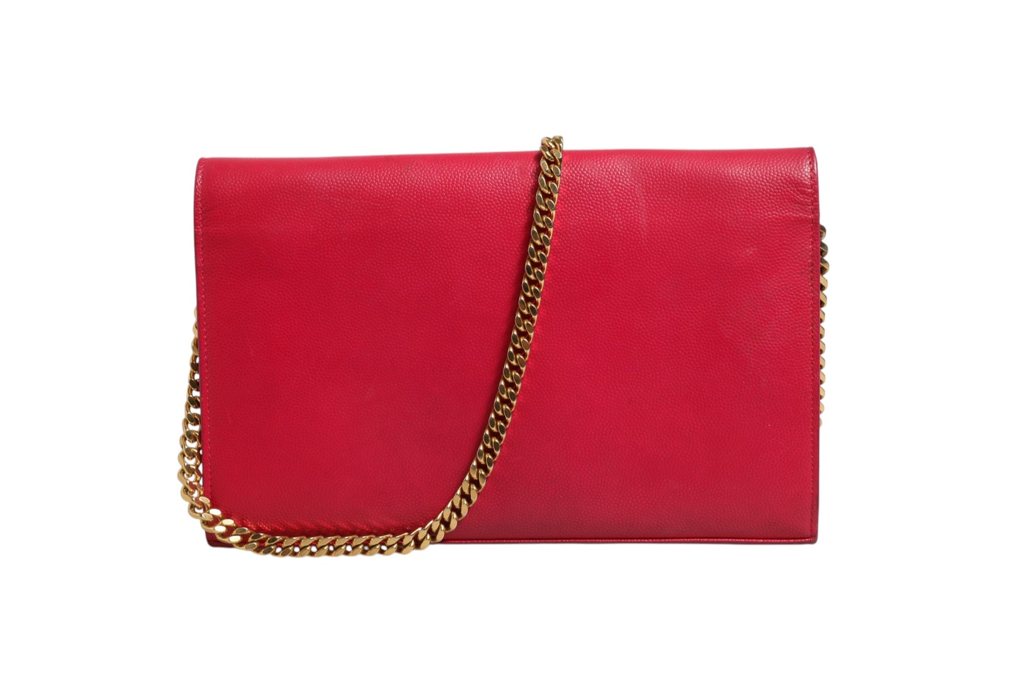 Saint Laurent Monogram Leather Wallet on Chain - Red