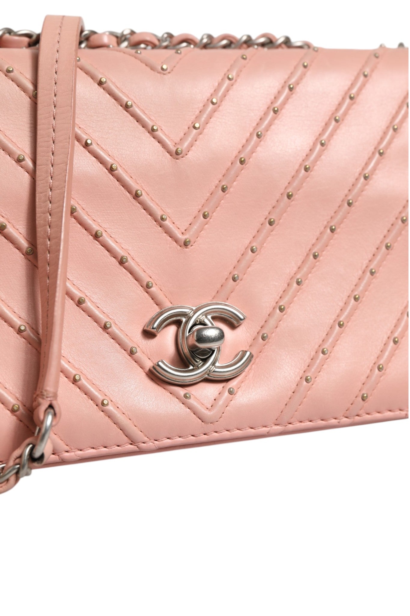 Chanel Studded Chevron Flap Crossbody Bag
