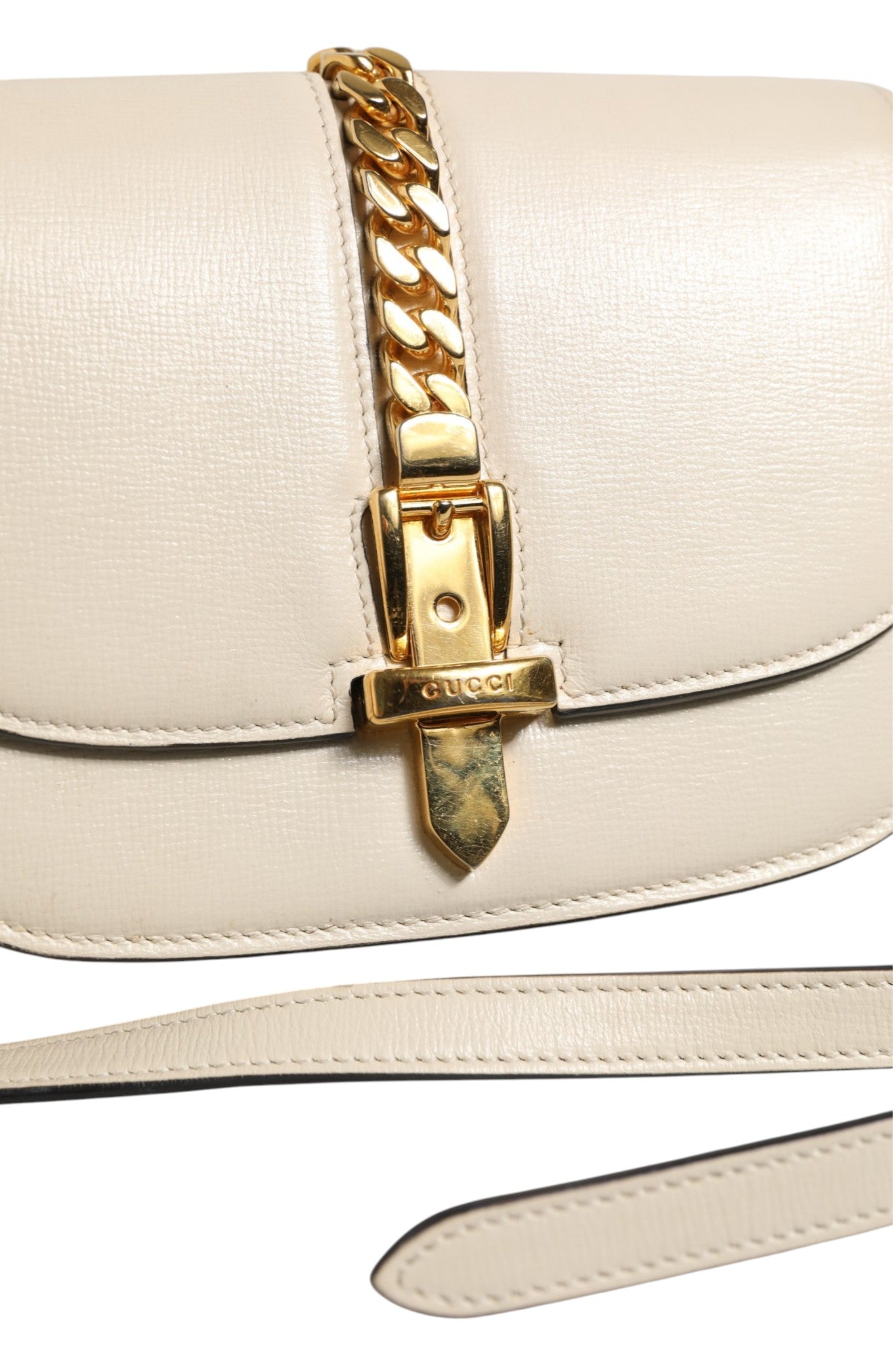 Gucci Sylvie 1969 Mini Leather Shoulder Bag - Ivory/White