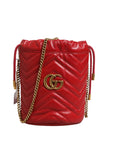 Gucci GG Marmont  Chevron Quilted Bucket Bag - Red